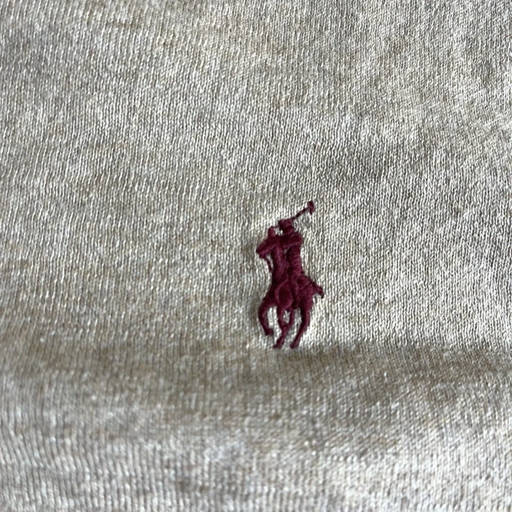 Vintage Polo Ralph Lauren V-Neck Pima Cotton Men's Sweater Large Camel Red Pony